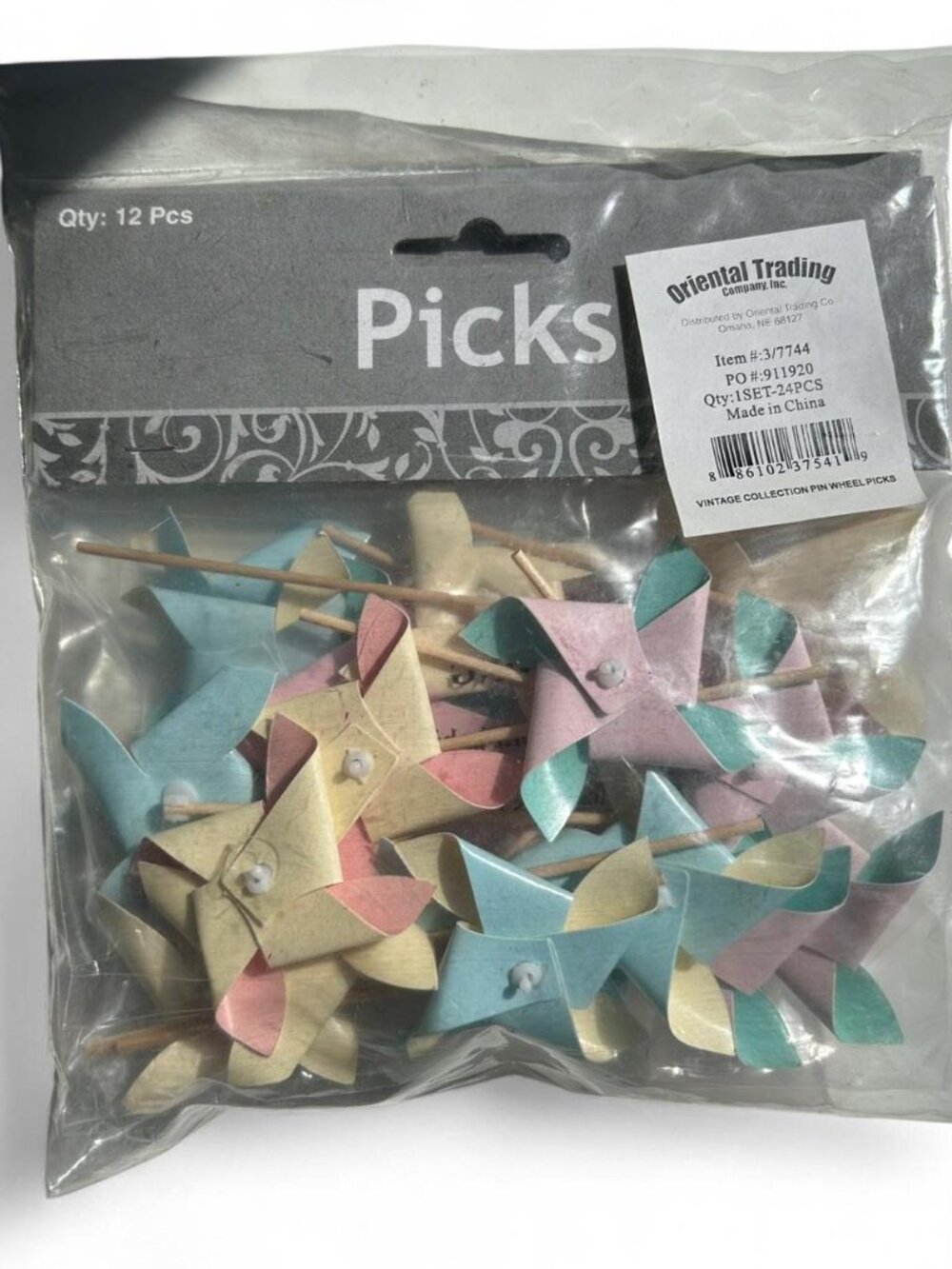 24 Miniature Pinwheel Cupcake Sticks